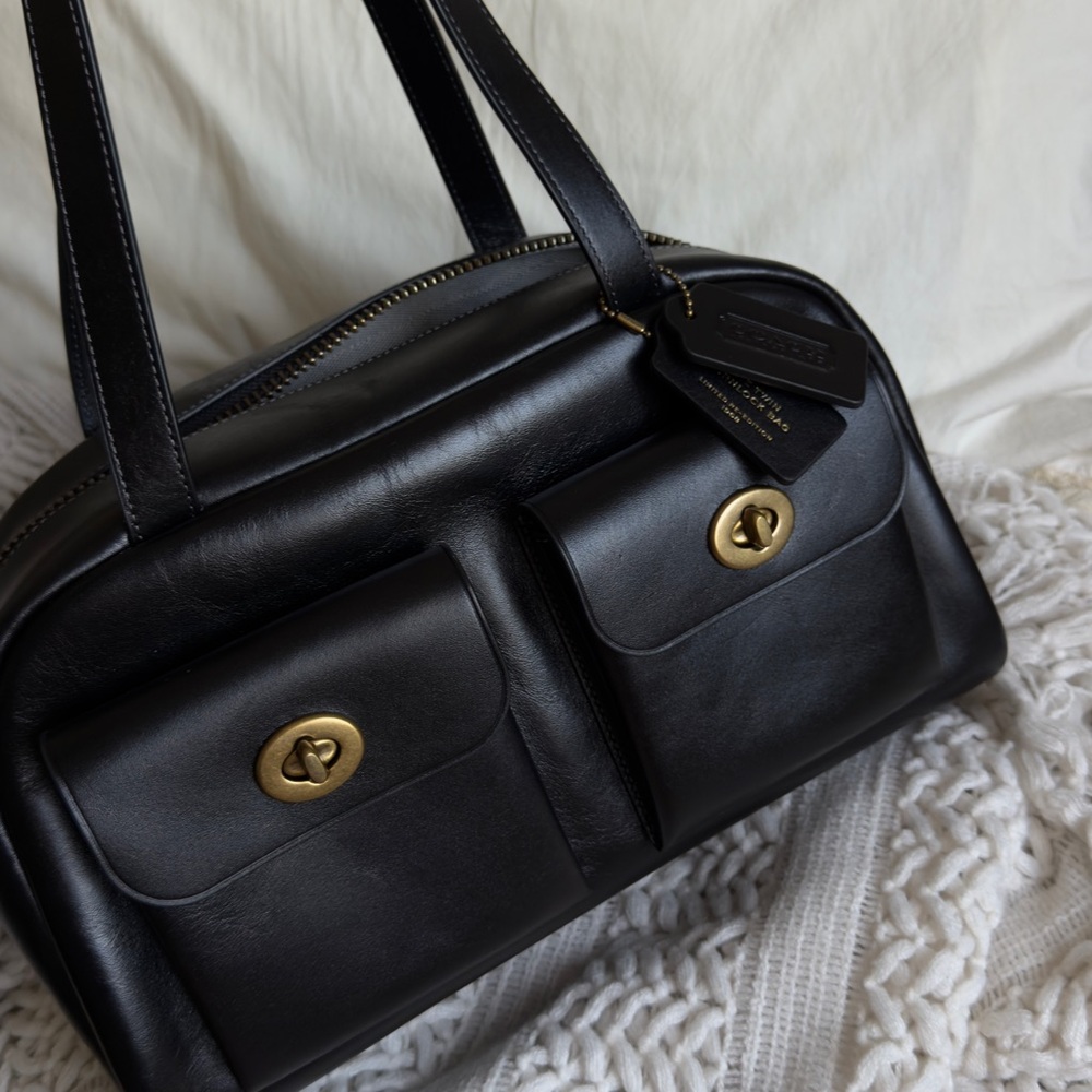 COACH Originals Twin Turnlock Medium Waxed Leather Bag